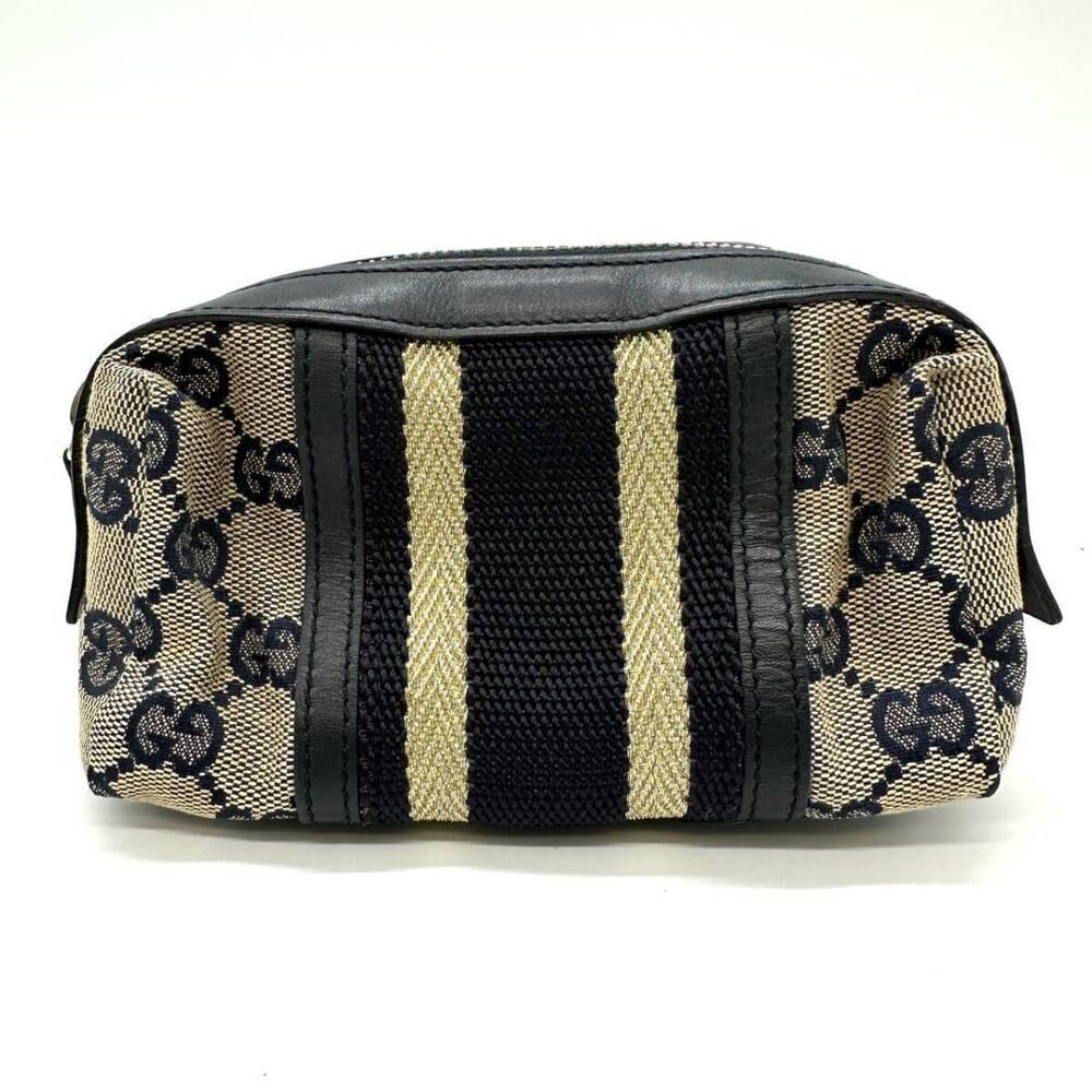 GUCCI Clutch GG Canvas Sherry Navy Blue